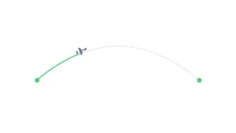 Minimalist Commercial Flight Progress Tracker with Emerald Green Route Arc .. Stock Footage 346984398