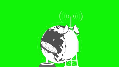Minimalist Communication Network Tower and Satellite Dish Animation 库存影片 314674157