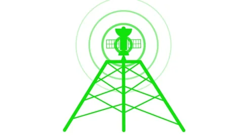 Minimalist Communication Tower Animated, Mobile Network Signal Transmission.. Stock Footage 310567327