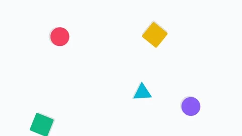 Minimalist composition of colorful geometric shapes on a plain white background Video stock 335118024