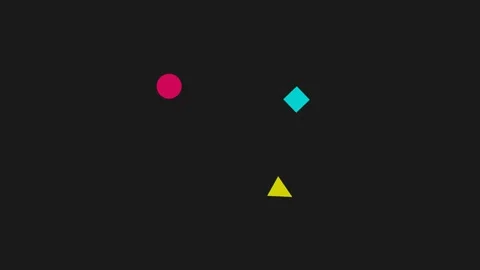 Minimalist composition featuring a blue square yellow triangle and red circle Vídeos de archivo 335149735