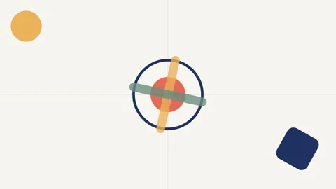 Minimalist composition featuring a central geometric shape and floating icons Vídeo Stock 338310836