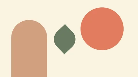 Minimalist composition featuring a rounded arch, a leaf shape, and a circle Stock Footage 335145957