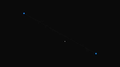 Minimalist composition featuring two blue points connected by a dotted line Stock Footage 339617229