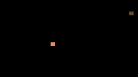 Minimalist composition featuring two small golden squares on black background 库存影片 335149767