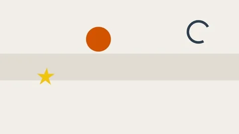 Minimalist composition with a geometric star, orange circle, and dark arc Видео 338309858