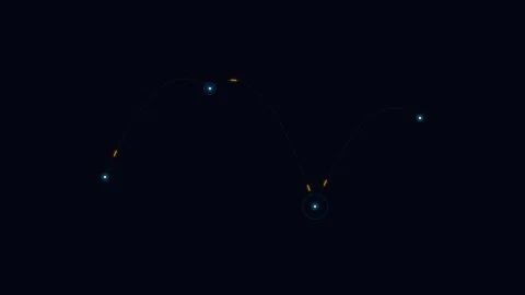 Minimalist composition of glowing blue and orange sparks on black background Stock Footage 338312050