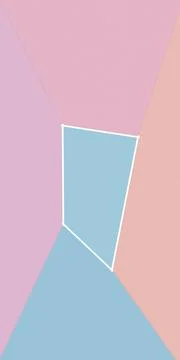 A minimalist composition of layered polygonal shapes in soft rose, lilac, c.. Stock-Illustration