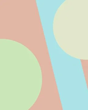 A minimalist composition of overlapping rounded forms in peach, aqua, mint,.. Stock Illustration