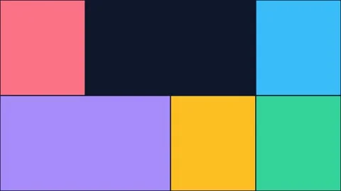 Minimalist composition with a pink square and a blue square on dark blue Vídeo Stock 336263365