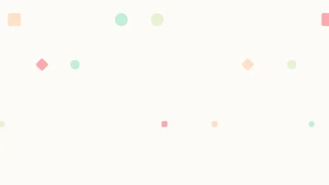 Minimalist composition with scattered soft pastel geometric shapes on white Video stock 338310318