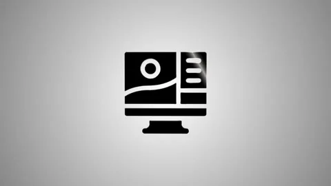 Minimalist computer monitor with dashboard interface motion graphic over gr.. Stock Footage 346491053
