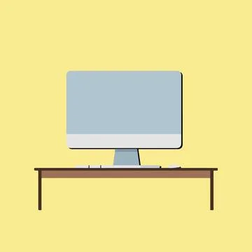 Minimalist Computer Setup on Desk Stock Illustration