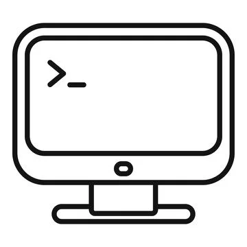 Minimalist computer terminal line icon Illustrazione stock