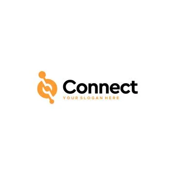 Minimalist Connect circle circuit logo design Stock Illustration