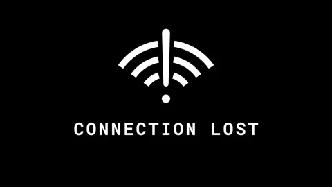 Minimalist connection lost message with wifi icon on black background 4K Stock Footage 340154031