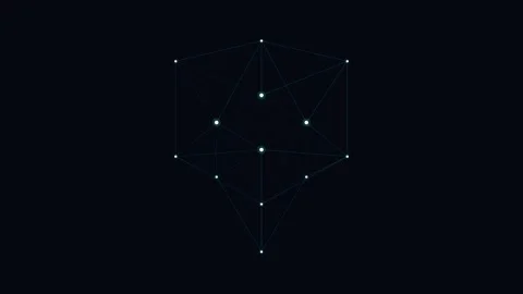 Minimalist constellation graphic with interconnected glowing white light node Stockbeeldmateriaal 338309878