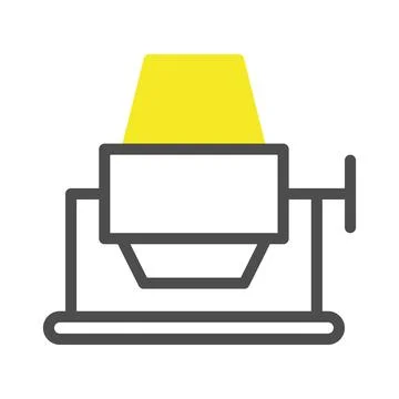 Minimalist construction concept: Simple cement mixer illustration in yellow.. Stock Illustration