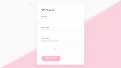 Minimalist Contact Form UI Design with Soft Pink and White Color Scheme Stock Footage 346660422