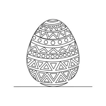 Minimalist Continuous Line Art Drawing of Decorative Patterned Easter Egg Stock Illustration