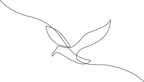 Minimalist continuous line drawing of a flying bird Illustrazione stock