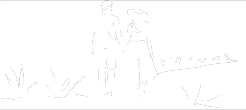 Minimalist continuous line drawing of romantic couple walking and holding h.. Stock Footage 325071397