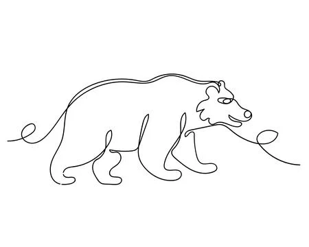 Minimalist continuous line drawing of a walking bear Stock-Illustration
