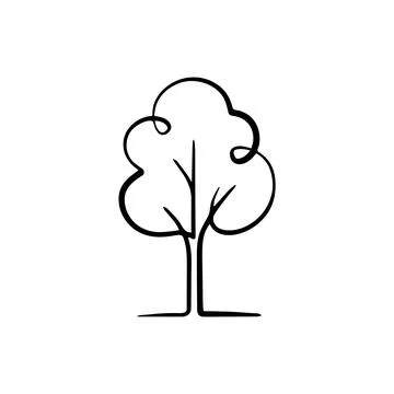 Minimalist continuous line of a single tree with a rounded canopy, simple b.. Stock Illustration