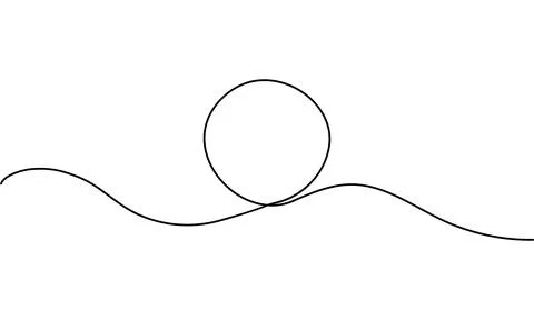 Minimalist continuous one line drawing of black circle. Round frame sketch Stock Illustration