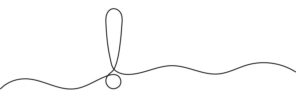 Minimalist continuous one line drawing of an exclamation mark, isolated on .. 스톡 일러스트