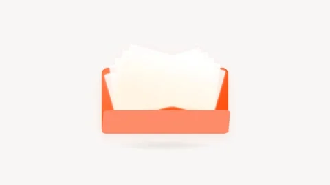 Minimalist Coral Gradient Folder Icon Opening with Glowing Document Pages Видео 346202103