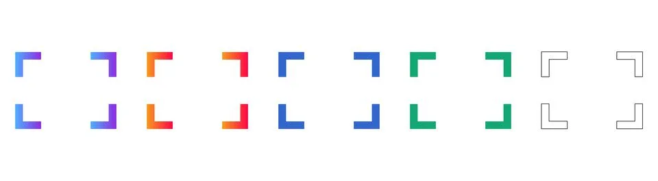 Minimalist Corner Frame Border Icons Stock Illustration