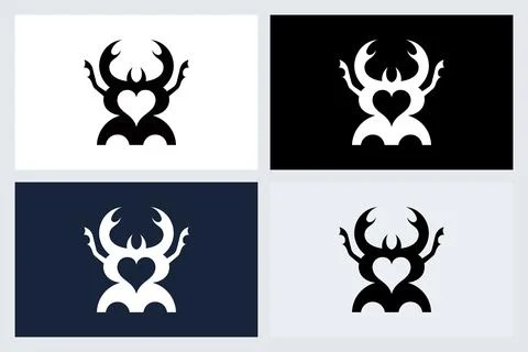 Minimalist Crab Heart Logo Vector Icon Set Stock Illustration