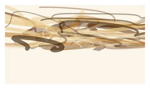 Minimalist cream background with brown linear brush strokes and organic mes.. Stock Illustration