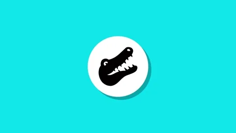 Minimalist crocodile head logo animation on vibrant blue background for cre.. Stock Footage 329273038