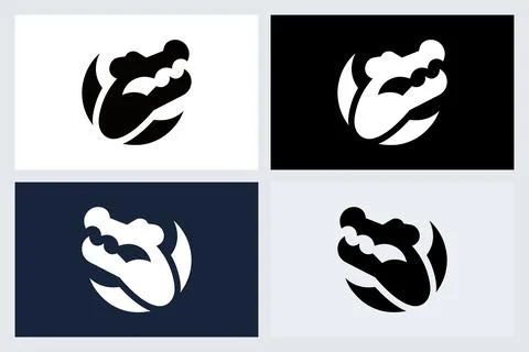 Minimalist Crocodile Logo Vector Set Stock Illustration
