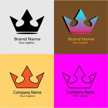 Minimalist Crown Icon logo Illustrazione stock