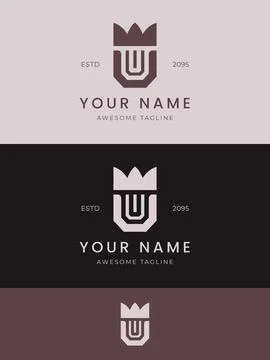 Minimalist crown monogram logo with modern geometric branding design Stock Illustration