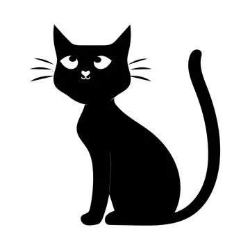 Minimalist Cute Black Cat Vector Illustration Stock Illustration