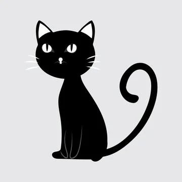 Minimalist Cute Black Cat Vector Illustration Stock Illustration
