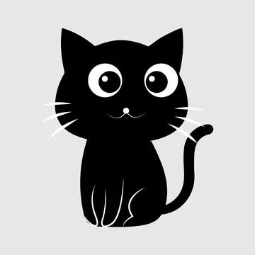 Minimalist Cute Black Cat Vector Illustration Stock Illustration