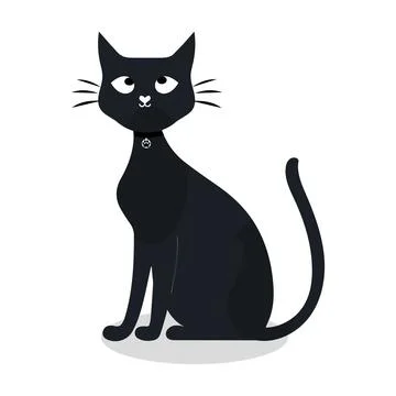 Minimalist Cute Black Cat Vector Illustration Stock Illustration