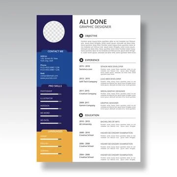 Minimalist cv template	 Stockillustratie