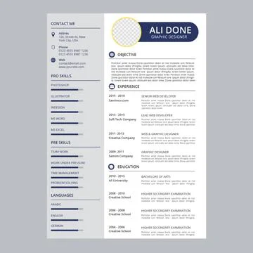 Minimalist cv template	 Stockillustratie