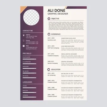 Minimalist cv template	 Stockillustratie