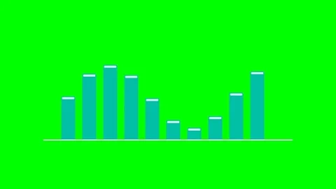 Minimalist cyan bar chart animation isolated on a bright green background Stock Footage 341822493