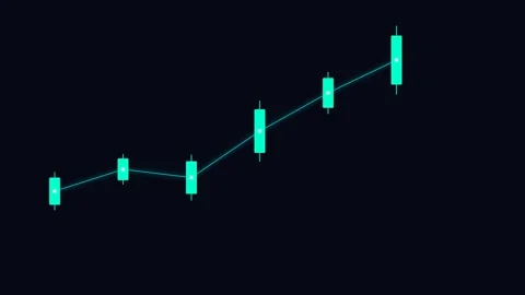 Minimalist cyan line chart visualization on a solid deep black background Stock Footage 338310476