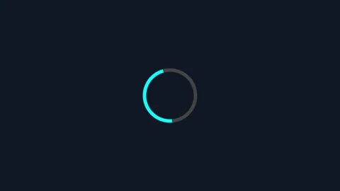 Minimalist cyan loading spinner animation on dark background, for ui ux, and web Stock Footage 338189002