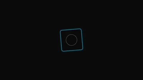 Minimalist cyan rounded square outline with a central dashed circle icon Stock Footage 339617145
