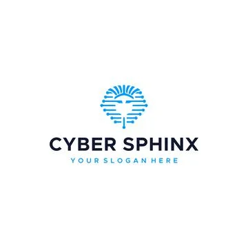 Minimalist CYBER SPHINX Monument Tech Logo Design Stock Illustration